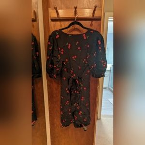 Nobody's Child Black and Red Cherry Teresa Tie Back Mini Dress
